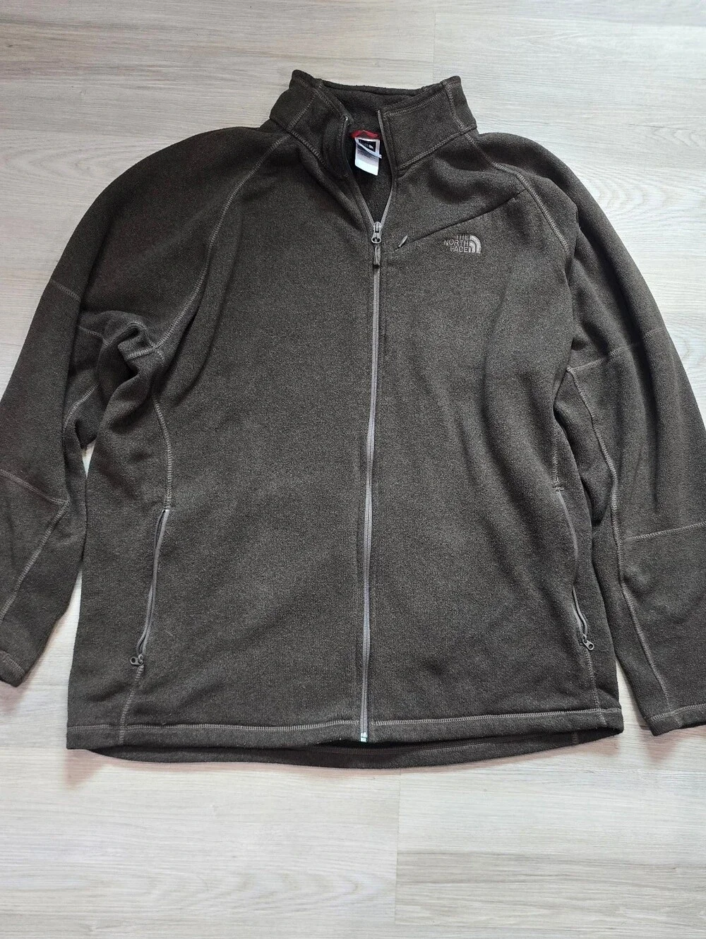 The North Face Brown KNIT Full Zip Fleece Lined Sweater Jacket Mens Size XXL
